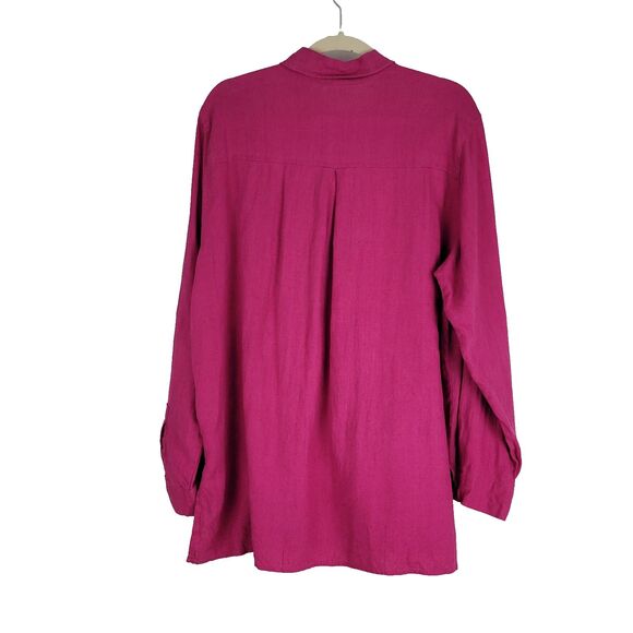 Chicos 100% Linen Button Up Shirt Pink Size 2 (US Large) Lagenlook Beach Coastal - Picture 2 of 9